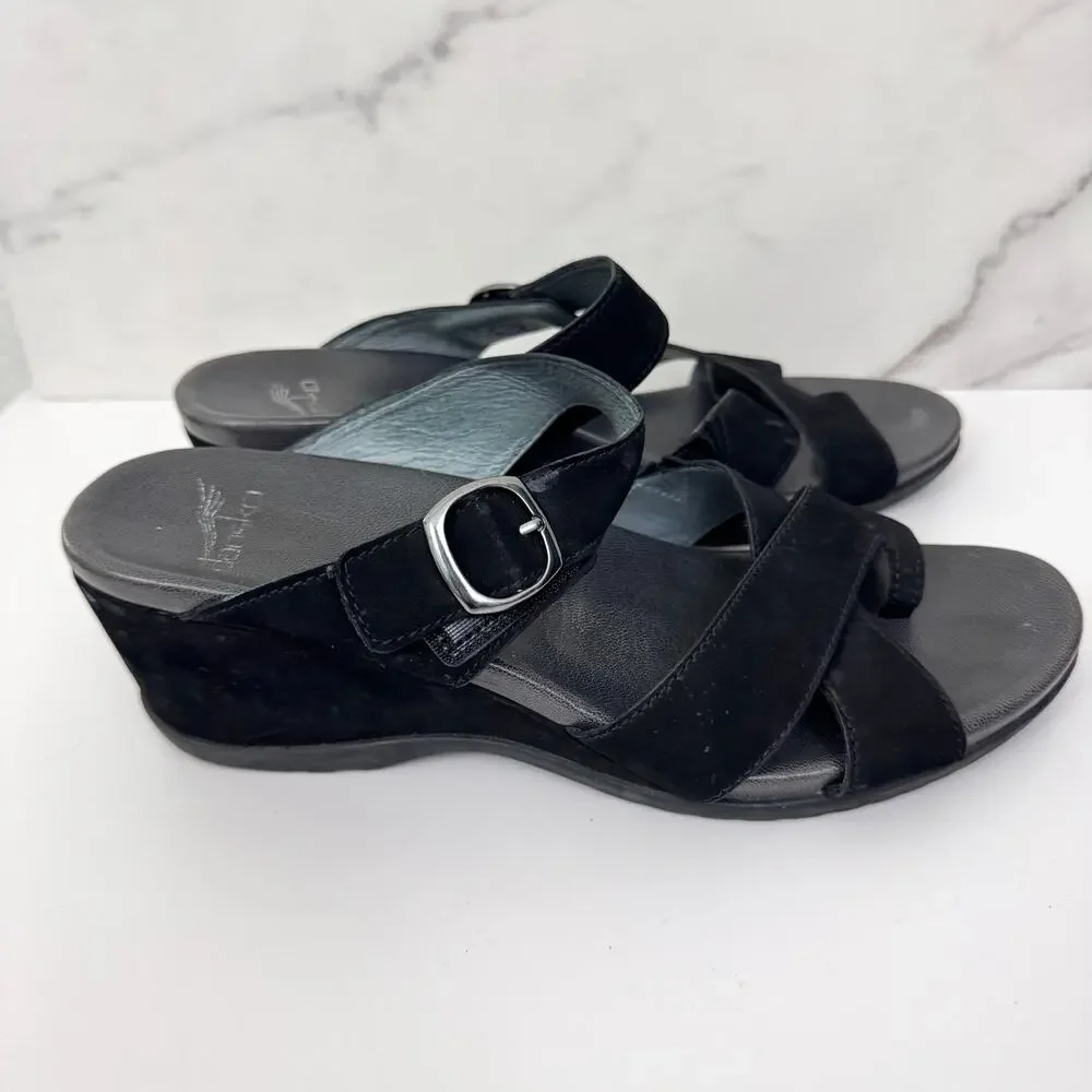 Dansko Womens Aubree Nubuck Sandal Sz 42 / 11.5-12 Leather Comfort Minimal Black